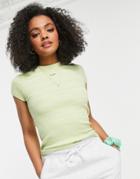 Monki Magdalena Organic Cotton Stripe Fitted T-shirt In Green