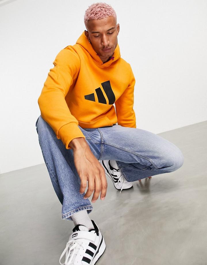 Adidas Winterized Hoodie With Large Logo In Orange