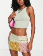 The Ragged Priest 90s Micro Mini Skirt In Mixed Patchwork-multi