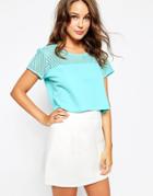 Love Laser Cut Crop Top - Turquoise