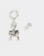 Asos Design Scorpion Drop Earrings In Burnished Silver