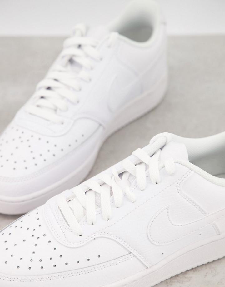 Nike Court Vision Low Leather Sneakers In Triple White