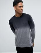 Celio Knitted Sweater With Color Fade Detail - Black