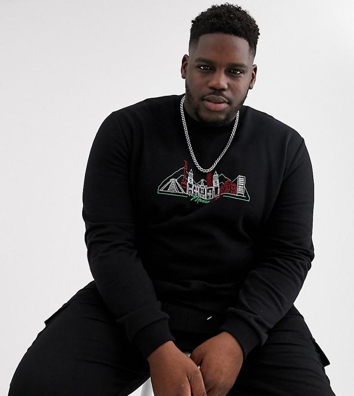 Asos Design Plus Sweatshirt With City Scape Print