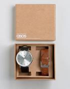 Asos Interchangeable Watch In Tan And Black - Multi