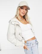 Jdy Hazen Bomber Jacket With Hood In Light Khaki-green
