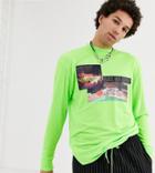 Collusion Long Sleeve T-shirt With Neon Print-yellow