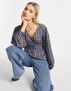 Heartbreak Wrap Blouse In Gingham-multi