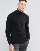 Brave Soul Roll Neck Sweater - Black