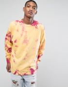 Asos Oversized Tie Dye Sweatshirt - Yellow