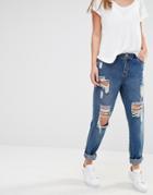 J.d.y Destroyed Girlfriend Jeans - Blue