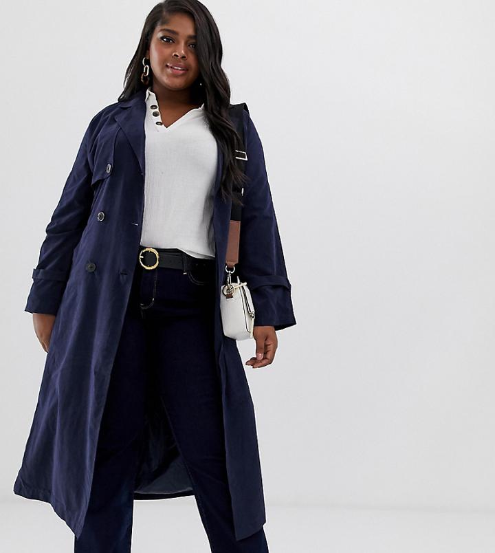 Vero Moda Curve Lightweight Trench Coat-navy