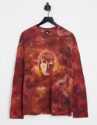 The Ragged Priest Oversized Long Sleeve T-shirt With Wavy Face Print-multi