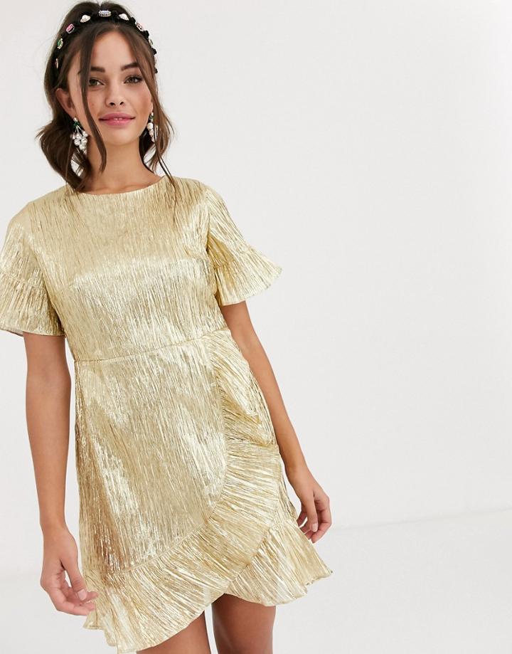 Collective The Label Lame Mini Dress In Gold
