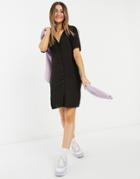 Monki Winona Button Up Mini Dress In Black