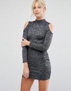 Parisian Cold Shoulder Bodycon Dress - Gray