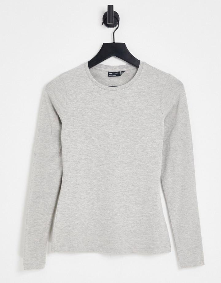 Asos Design Ultimate Slim Fit T-shirt With Long Sleeve In Gray Heather
