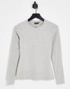 Asos Design Ultimate Slim Fit T-shirt With Long Sleeve In Gray Heather