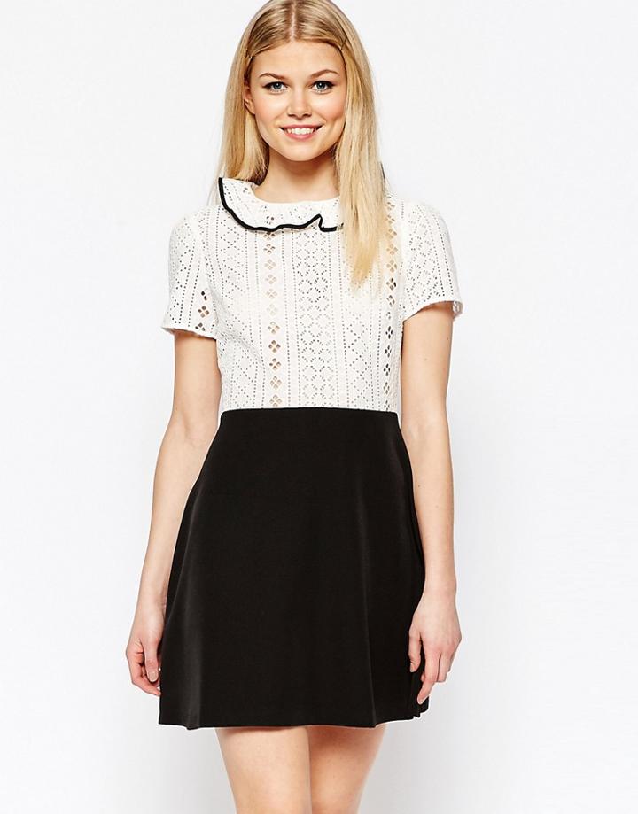 Asos Broiderie Shirt Dress - Multi