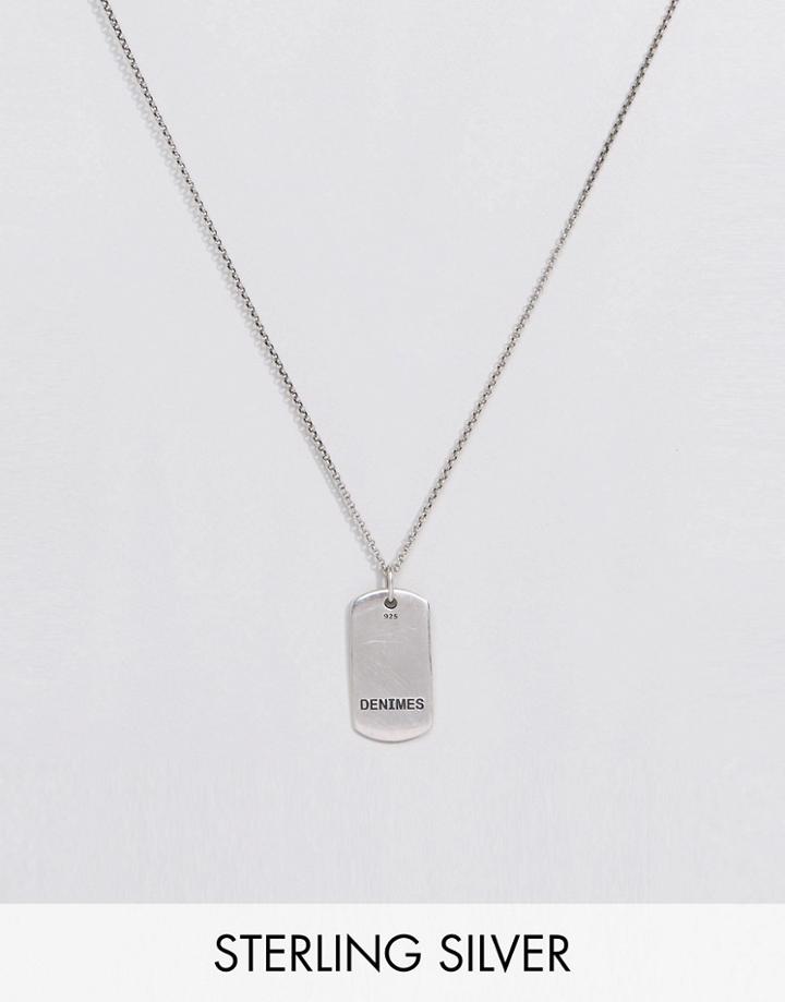 Serge Denimes Dogtag Necklace In Solid Silver - Silver