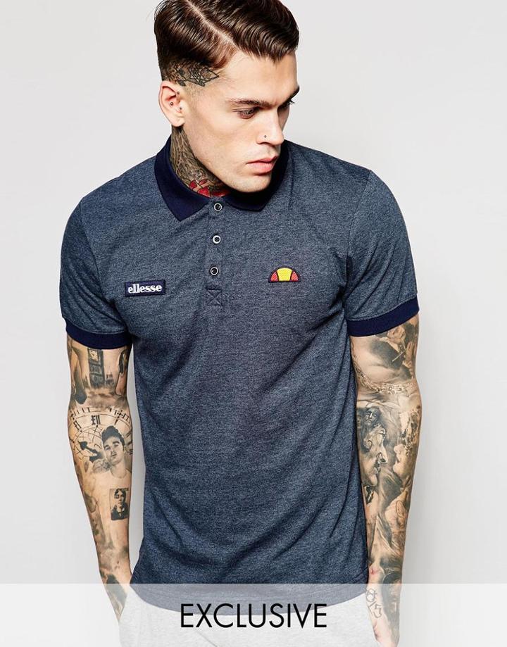 Ellesse Marl Polo Shirt - Dress Blue