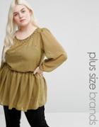 Koko Plus Tunic With Embellished Trim - Green