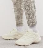 Asos Design Wide Fit Sneakers In Off White With Chunky Sole