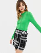 Stradivarius Vertical Ribbed Sweater In Bright Green - Green