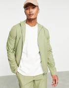 Asos Design Set Smart Track Jacket In Sage Green