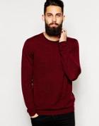 Asos Merino Crew Neck Sweater - Burgundy