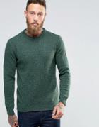 Asos Lambswool Rich Crew Neck Sweater In Green Twist - Green