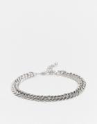 Asos Design Chunky Chain Bracelet With Texture In Silver Tone