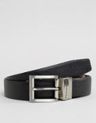 William Hunt Smart Slim Leather Reversible Textured Belt In Black And