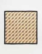 Asos Design Chain Print Large Square Poly Satin Scarf In Beige-neutral