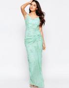 Vlabel India Off Shoulder Maxi Dress With Ruched Front - Mint Green