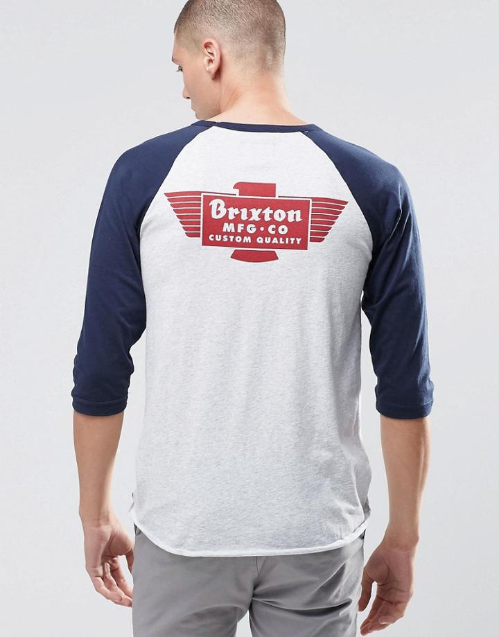 Brixton 3/4 Raglan T-shirt With Back Print - Gray