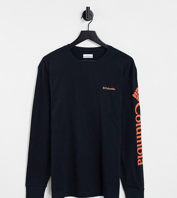 Columbia North Cascades Long Sleeve T-shirt In Black/red Exclusive At Asos