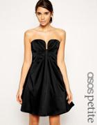 Asos Petite Bandeau Mini Dress With Twist Plunge - Black