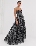 Bariano Sweetheart Bandeau Ballgown In Black Jaquard