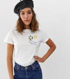 Asos Made In Kenya T-shirt With Hand Embroidered Palm Tree-white