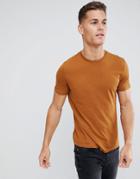 Celio Crew Neck T-shirt In Rust - Brown