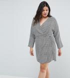 Asos Curve Mini Wrap Dress In Check-multi