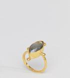 Ottoman Hands Gold Plated Labradorite Adjustable Ring - Gold