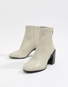 Asos Design Everett Leather Ankle Boots - Stone