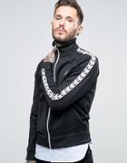 Fred Perry Track Jacket With Taped Sleeves In Black - Black