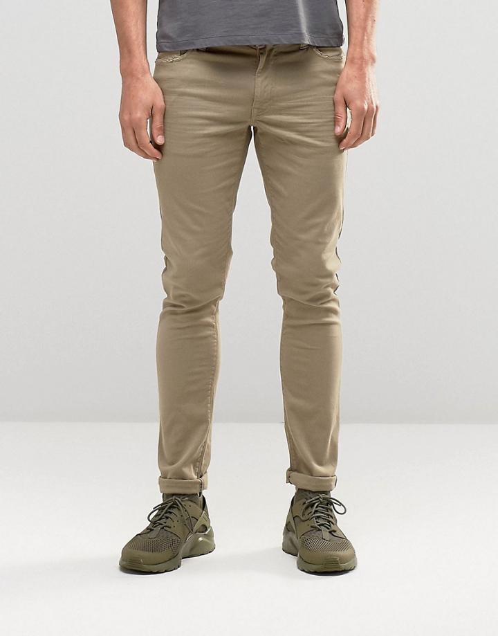 Asos Extreme Super Skinny Jeans In Light Green - Burnt Olive