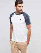 Asos T-shirt With Contrast Sleeves And Logo In White/navy - White