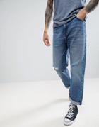 Lee Loose Cropped Jeans With Knee Rip - Blue