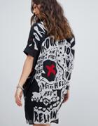 Religion Born To Ride Skull Tunic Dress With Back Biker Print - Black