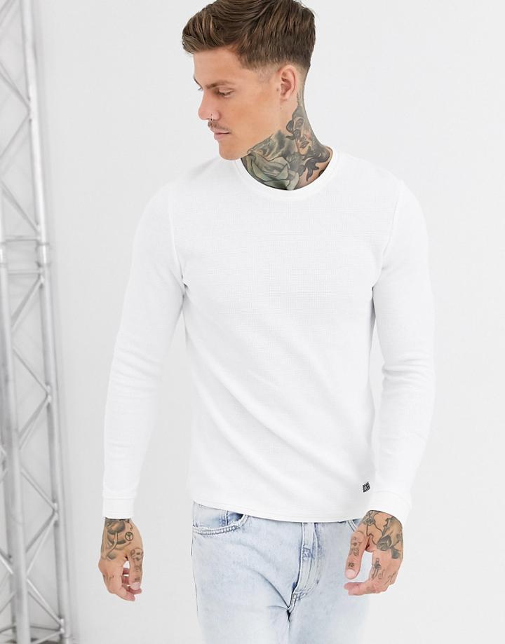 Bershka Waffle Sweater In White - White